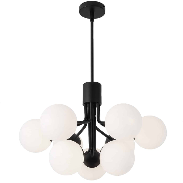 Dainolite 9 Light Halogen Chandelier, Aged Brass with Opal Glass