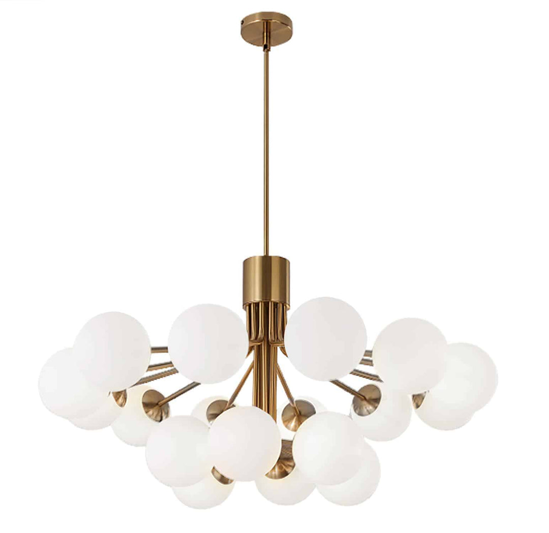 Dainolite 18 Light Halogen Chandelier, Aged Brass with Opal Glass