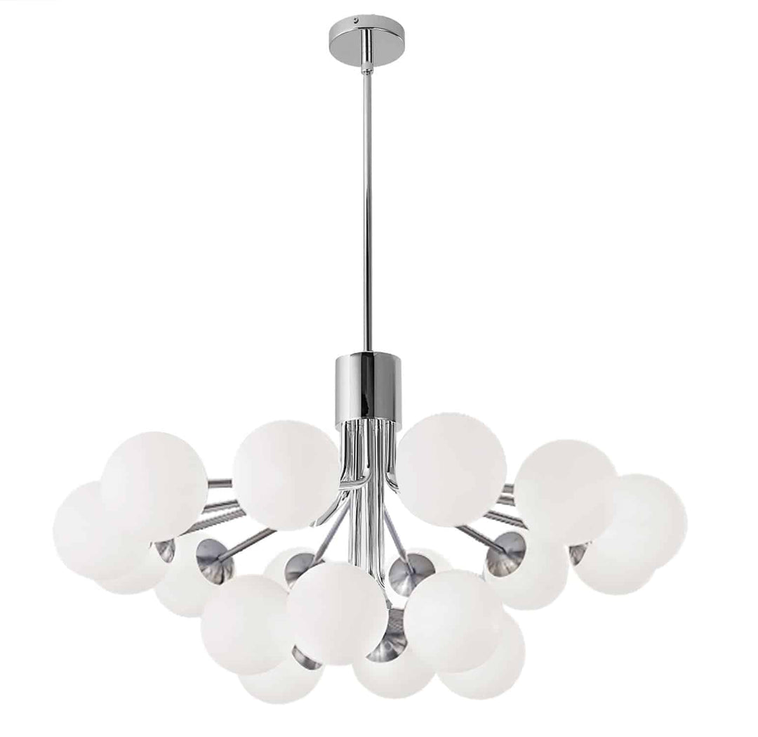 Dainolite 18 Light Halogen Chandelier, Aged Brass with Opal Glass