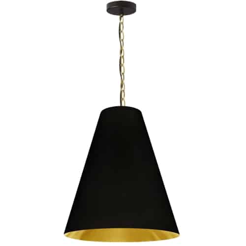 Dainolite 1 Light Medium Anaya Aged Brass Pendant with Black/Gold Shade