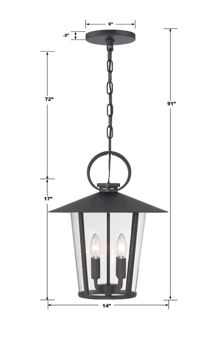 Crystorama Andover 4 Light Matte Black Outdoor Pendant