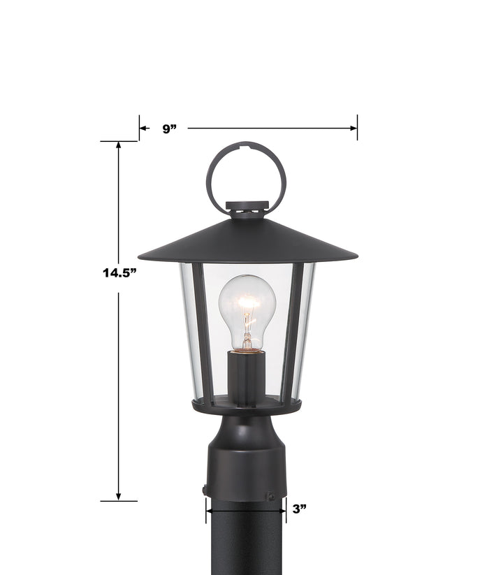 Crystorama Andover 1 Light Matte Black Outdoor Post