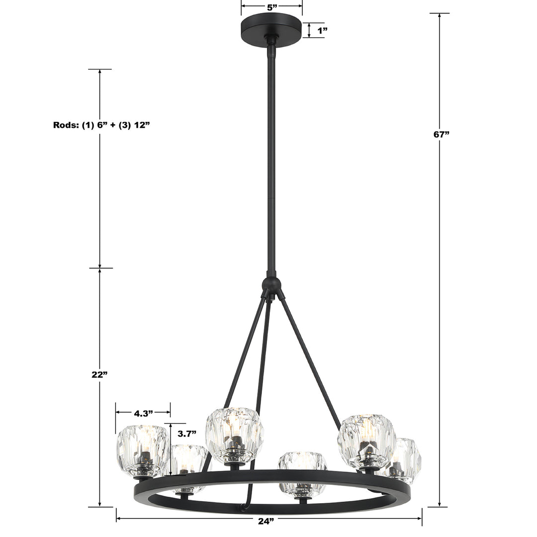 Crystorama Aragon 6 Light Matte Black Chandelier