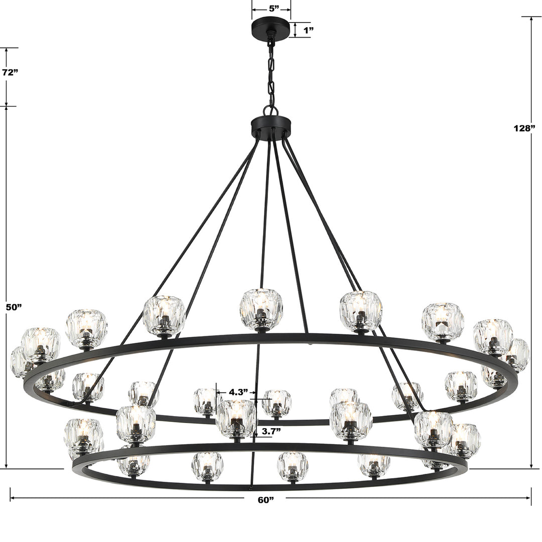 Crystorama Aragon 30 Light Matte Black Chandelier