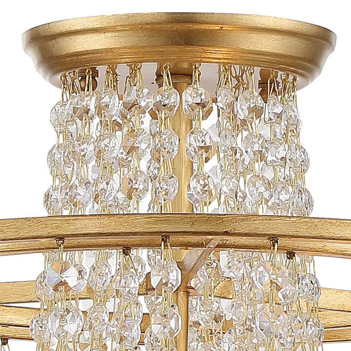 Crystorama Arcadia 3 Light Antique Gold Semi Flush Mount