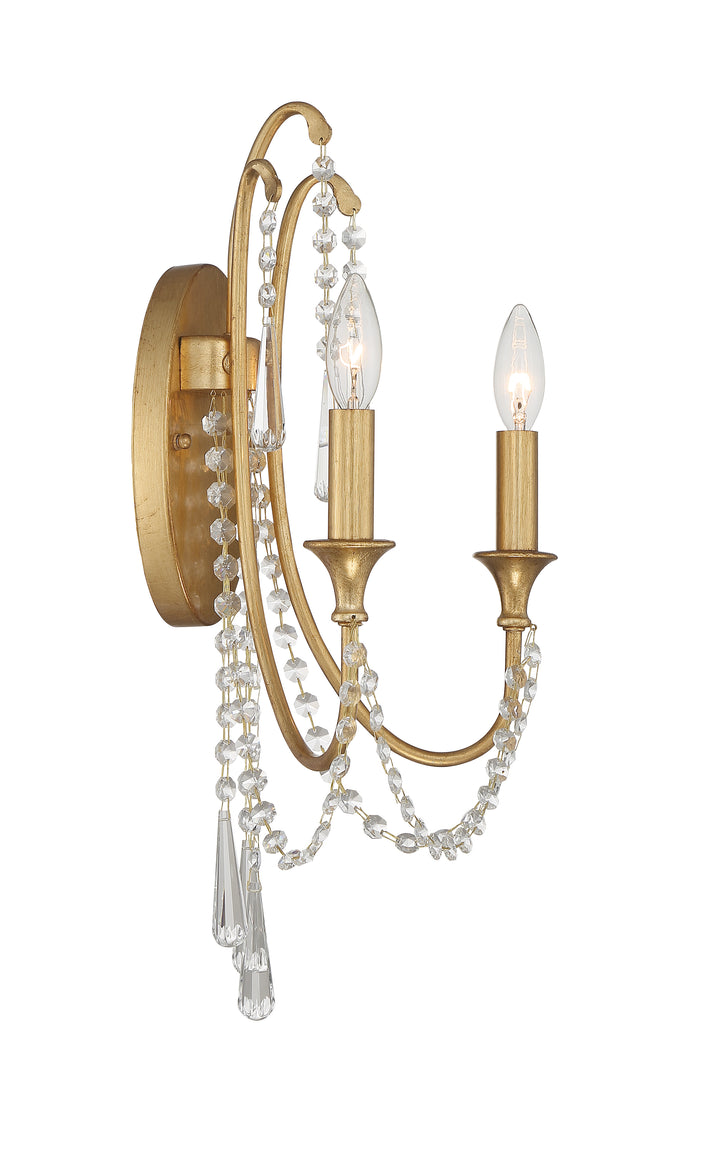 Crystorama Arcadia 2 Light Antique Gold Sconce