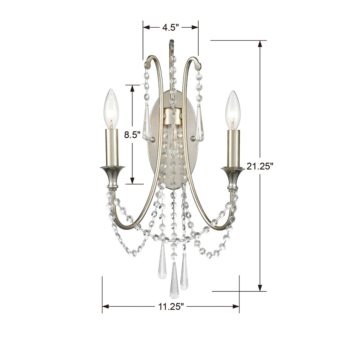 Crystorama Arcadia 2 Light Antique Gold Sconce