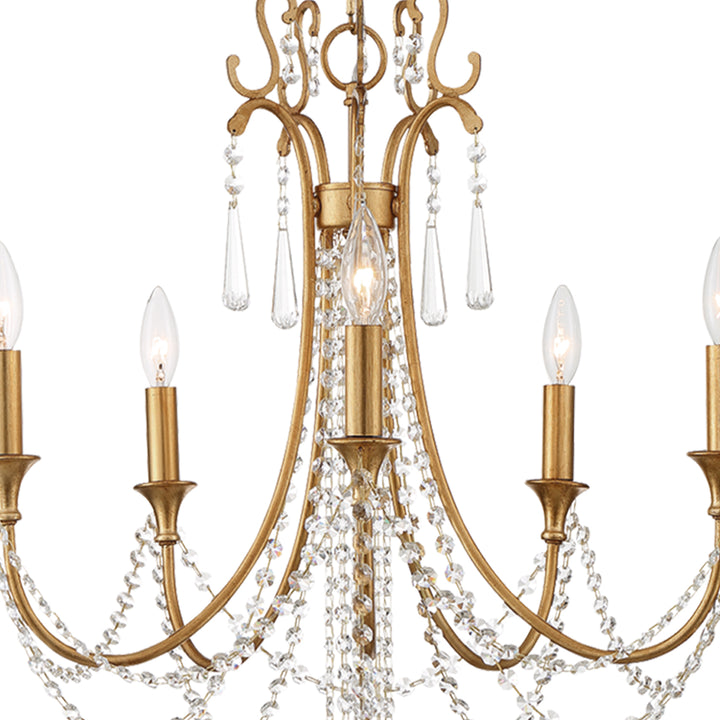 Crystorama Arcadia 5 Light Antique Gold Chandelier