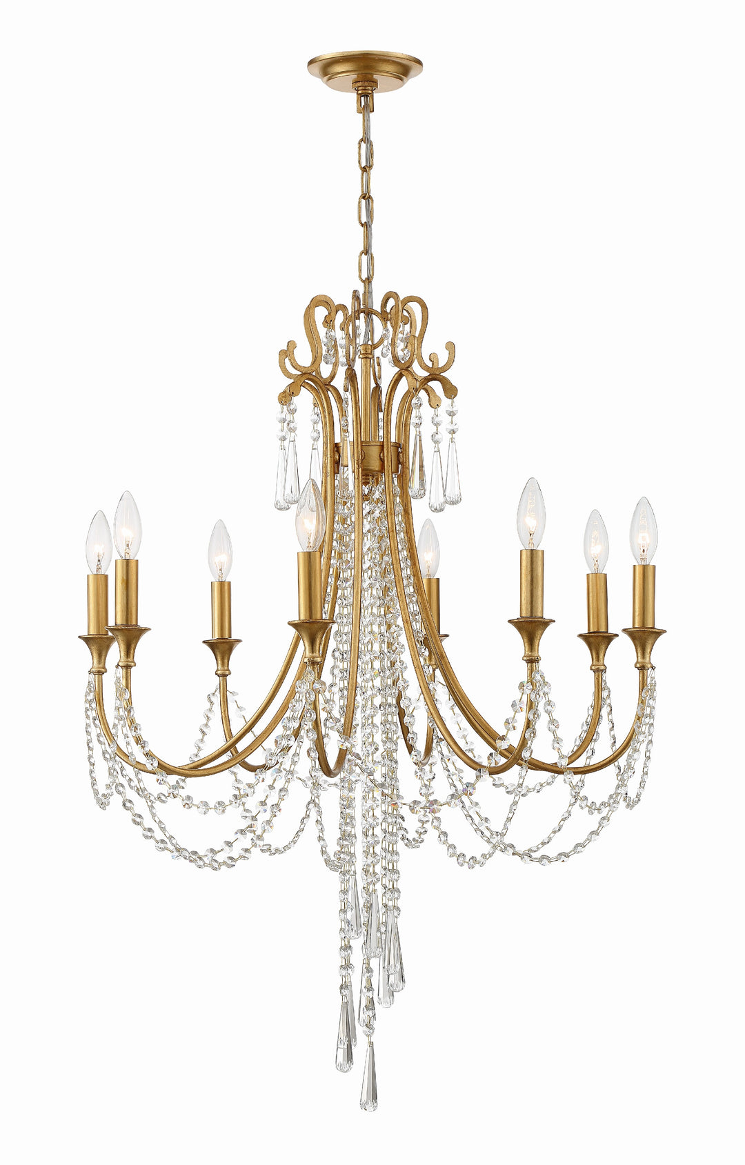 Crystorama Arcadia 8 Light Antique Gold Chandelier