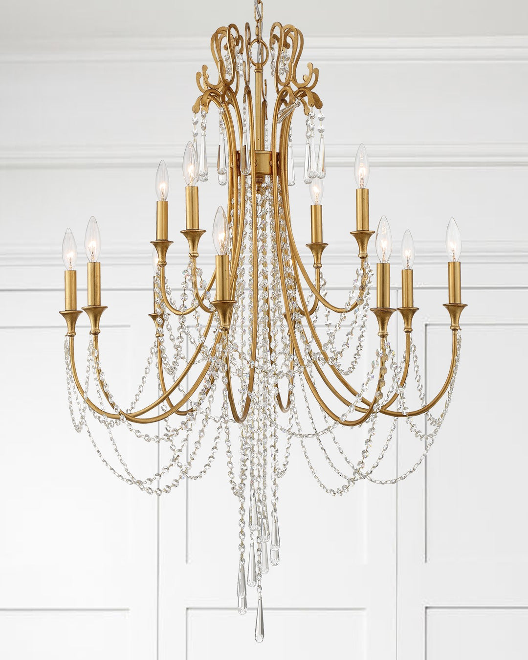 Crystorama Arcadia 12 Light Antique Gold Chandelier