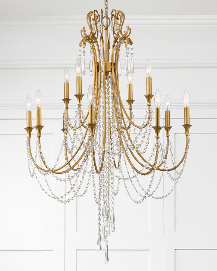 Crystorama Arcadia 12 Light Antique Gold Chandelier