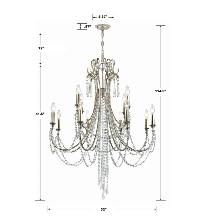 Crystorama Arcadia 12 Light Antique Gold Chandelier