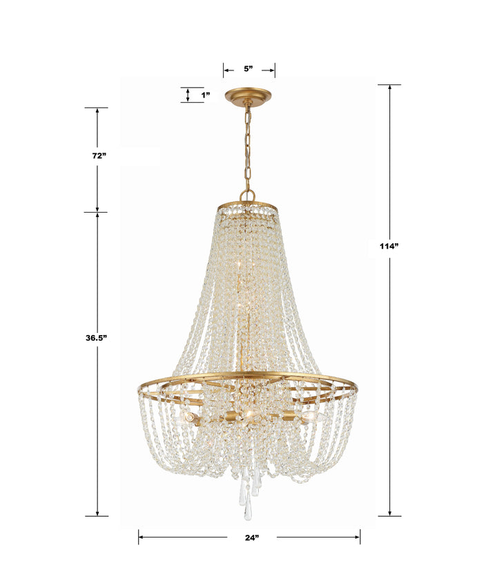 Crystorama Arcadia 9 Light Antique Gold Chandelier