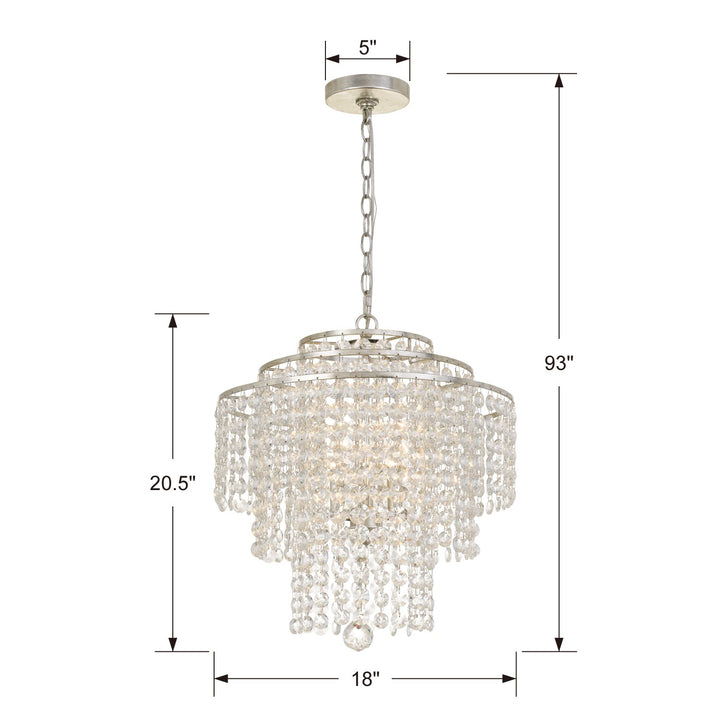 Crystorama Arielle 4 Light Antique Silver Chandelier