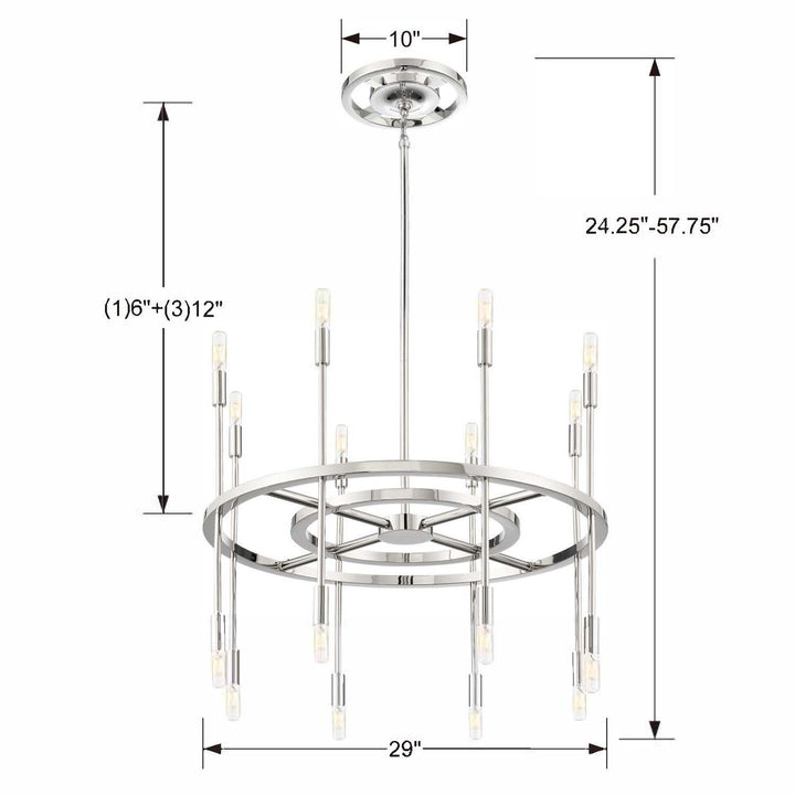 Crystorama Aries 16 Light Polished Nickel Chandelier