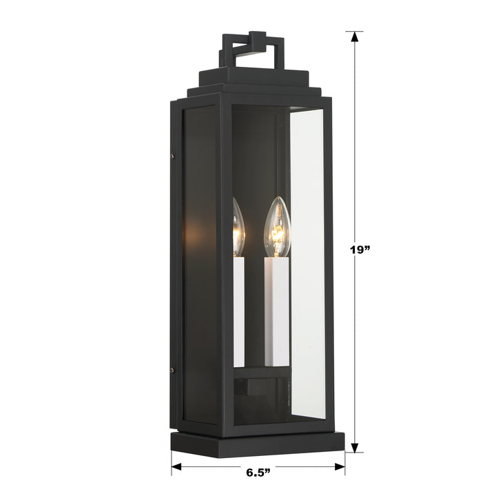 Crystorama Aspen 2 Light Matte Black Outdoor Sconce