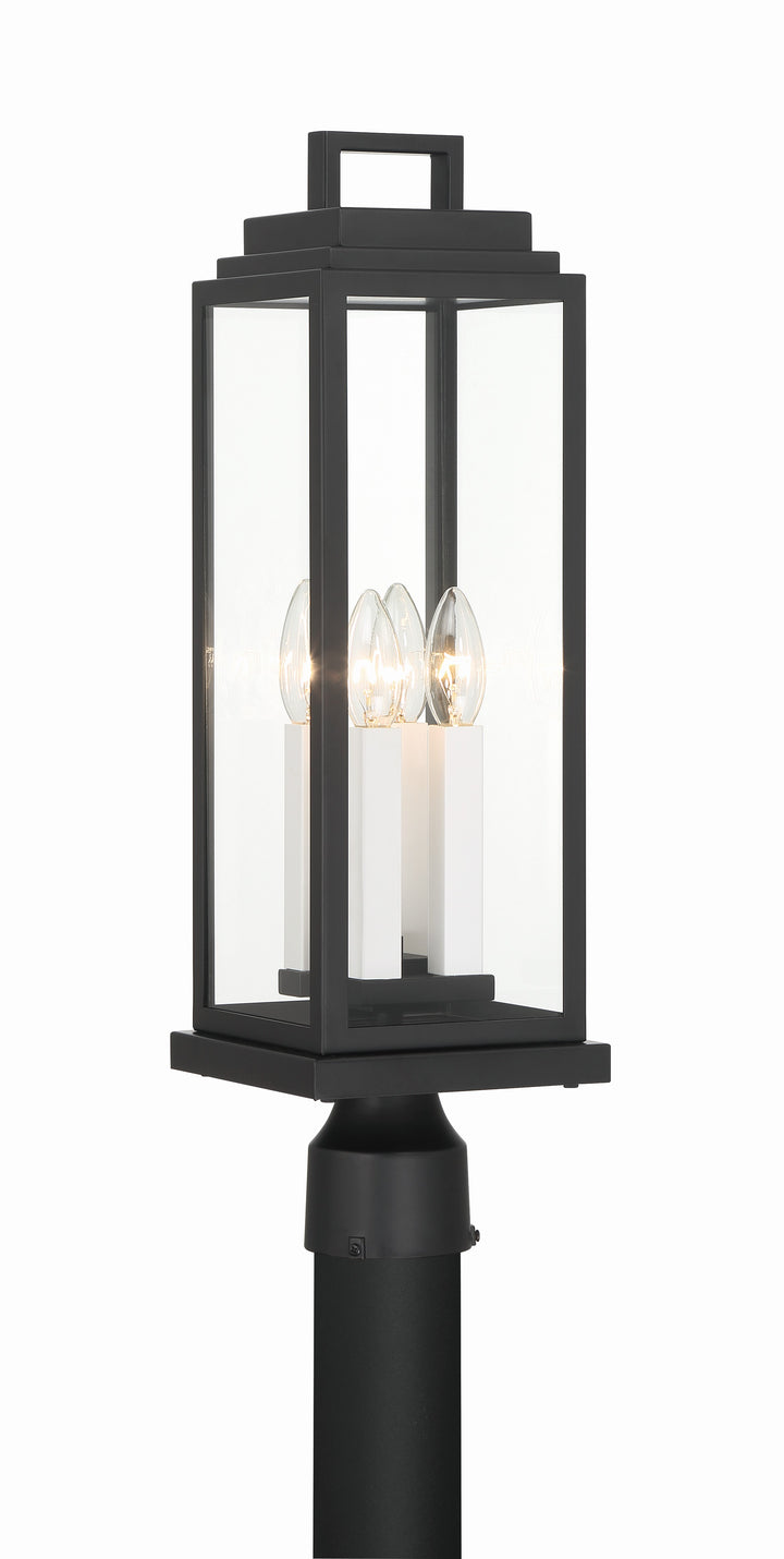 Crystorama Aspen 4 Light Matte Black Outdoor Post