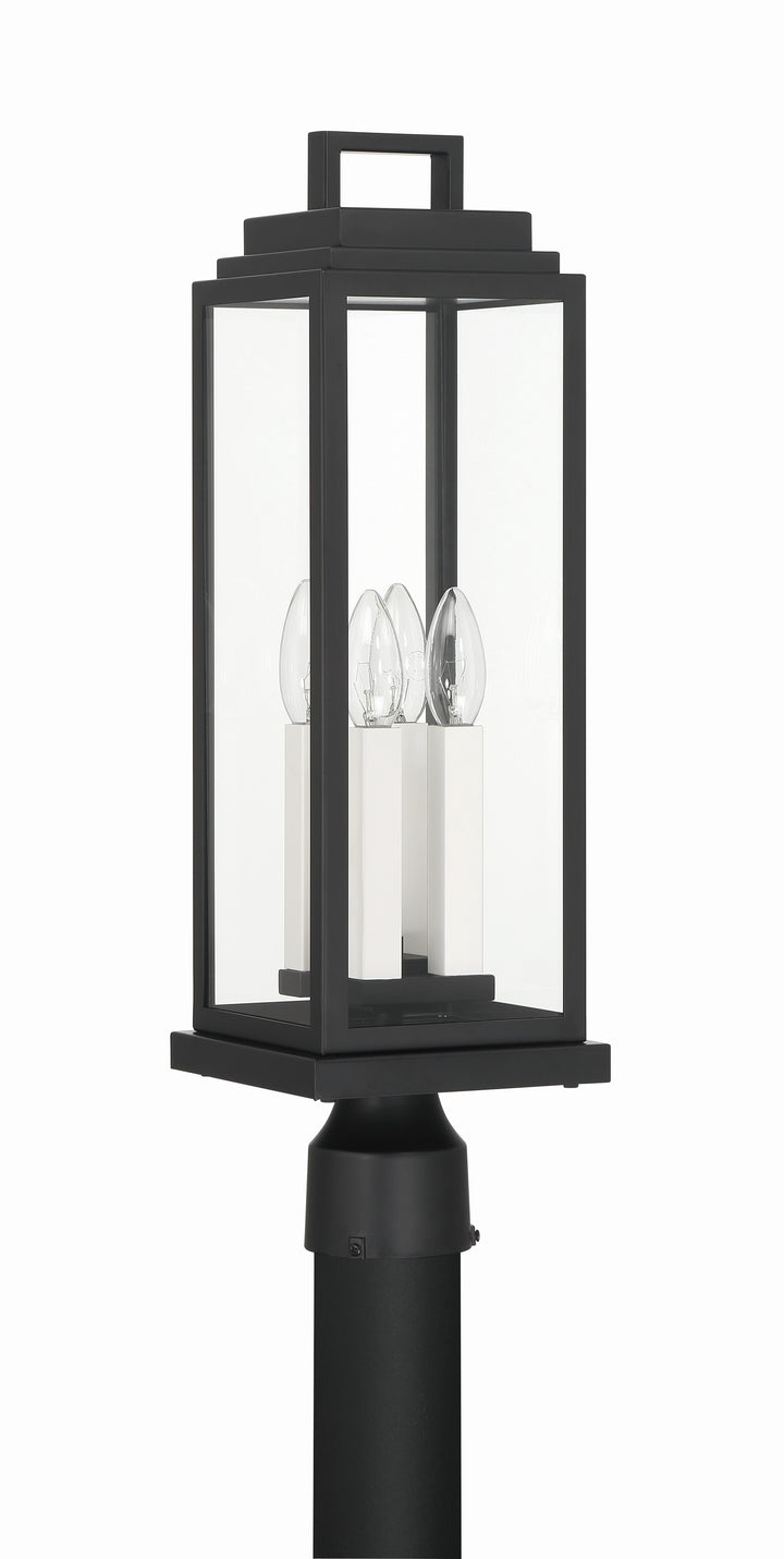 Crystorama Aspen 4 Light Matte Black Outdoor Post