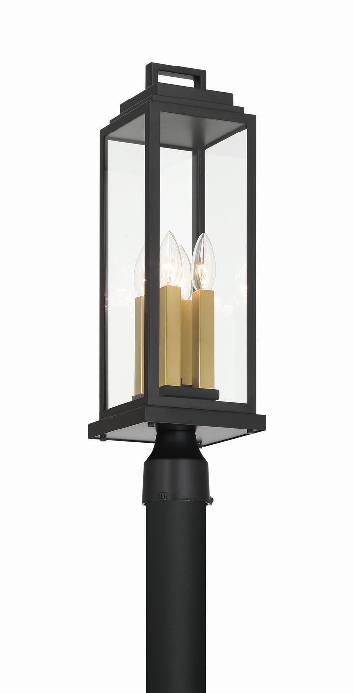 Crystorama Aspen 4 Light Matte Black Outdoor Post