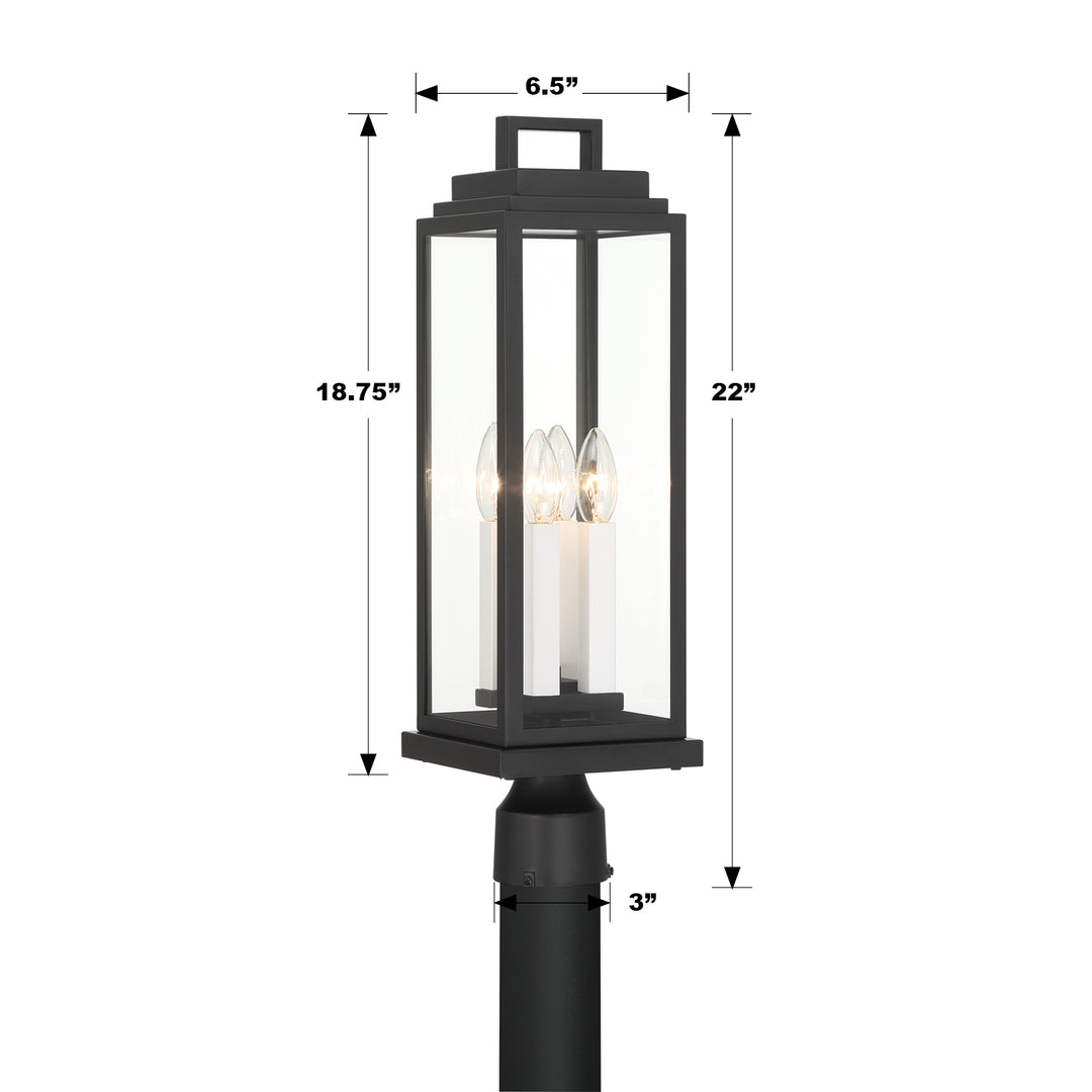 Crystorama Aspen 4 Light Matte Black Outdoor Post