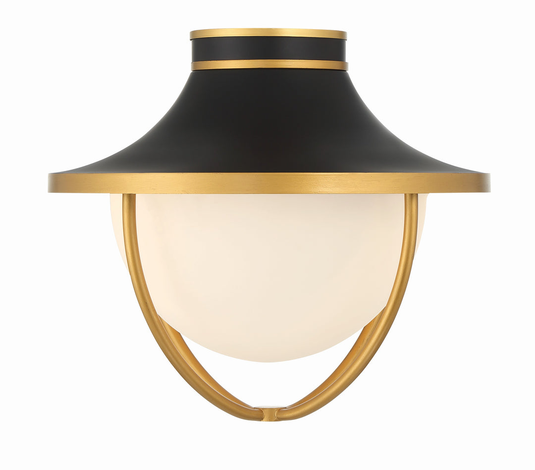 Crystorama Atlas 2 Light Matte Black + Textured Gold Outdoor Semi Flush Mount