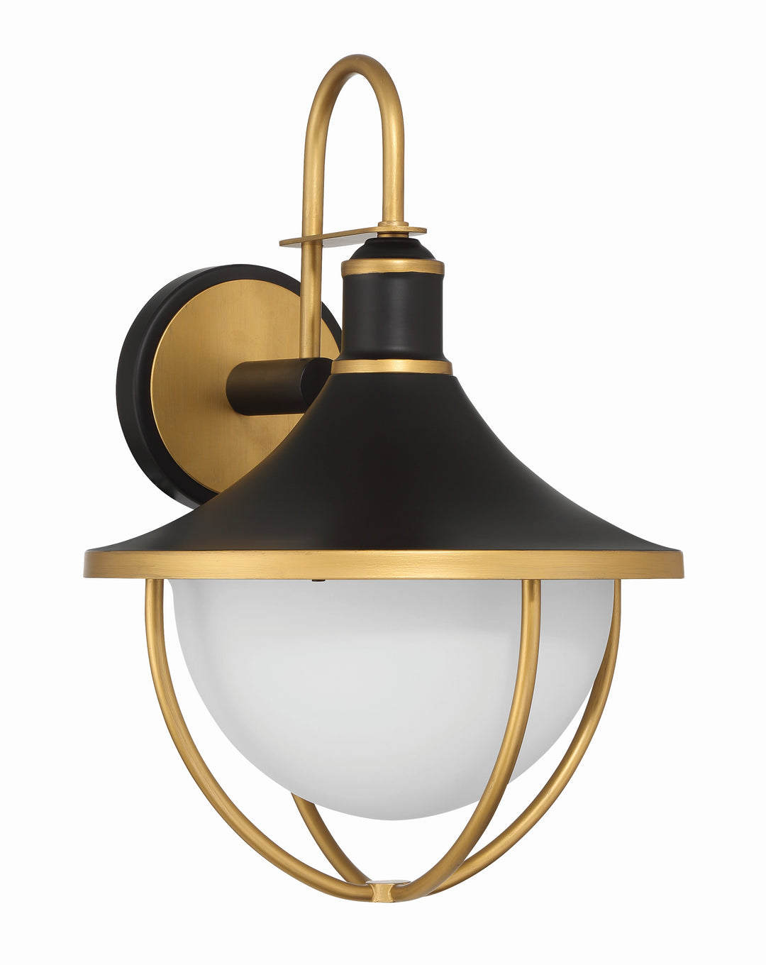 Crystorama Atlas 1 Light Matte Black + Textured Gold Outdoor Sconce