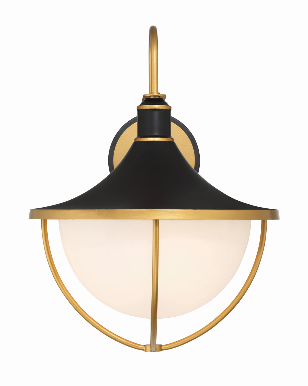 Crystorama Atlas 3 Light Matte Black + Textured Gold Outdoor Sconce