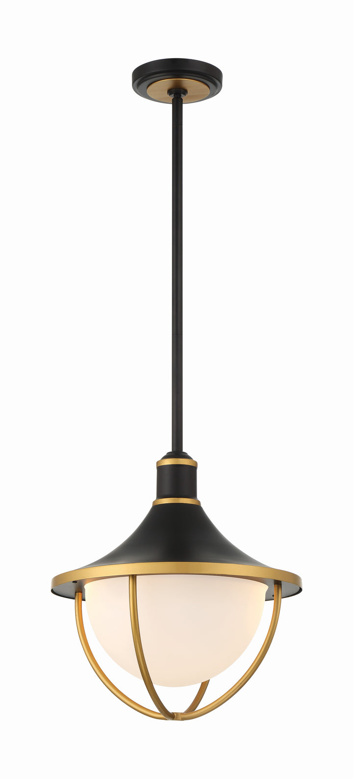 Crystorama Atlas 3 Light Matte Black + Textured Gold Outdoor Pendant