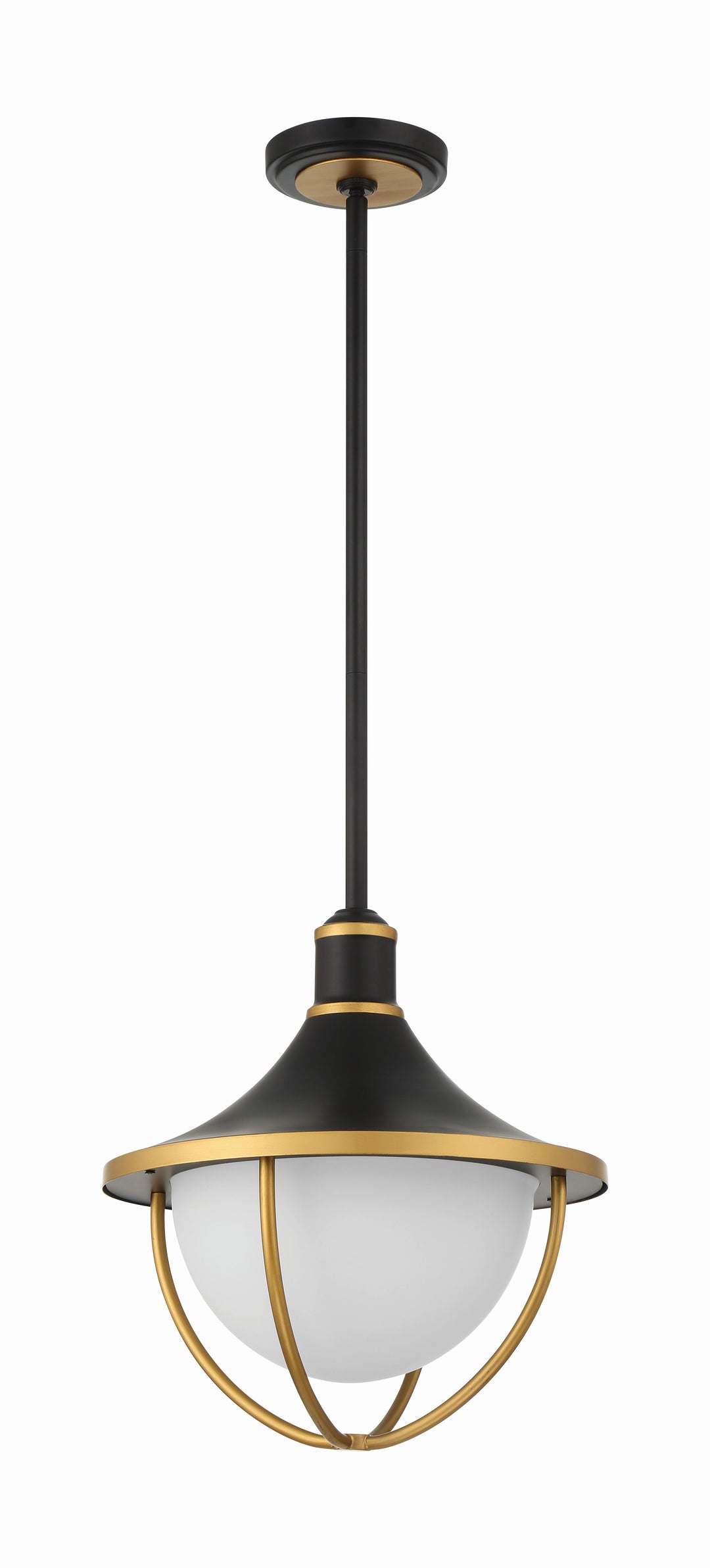 Crystorama Atlas 3 Light Matte Black + Textured Gold Outdoor Pendant