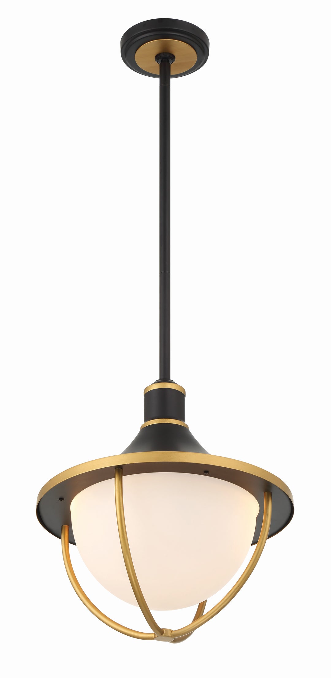 Crystorama Atlas 3 Light Matte Black + Textured Gold Outdoor Pendant