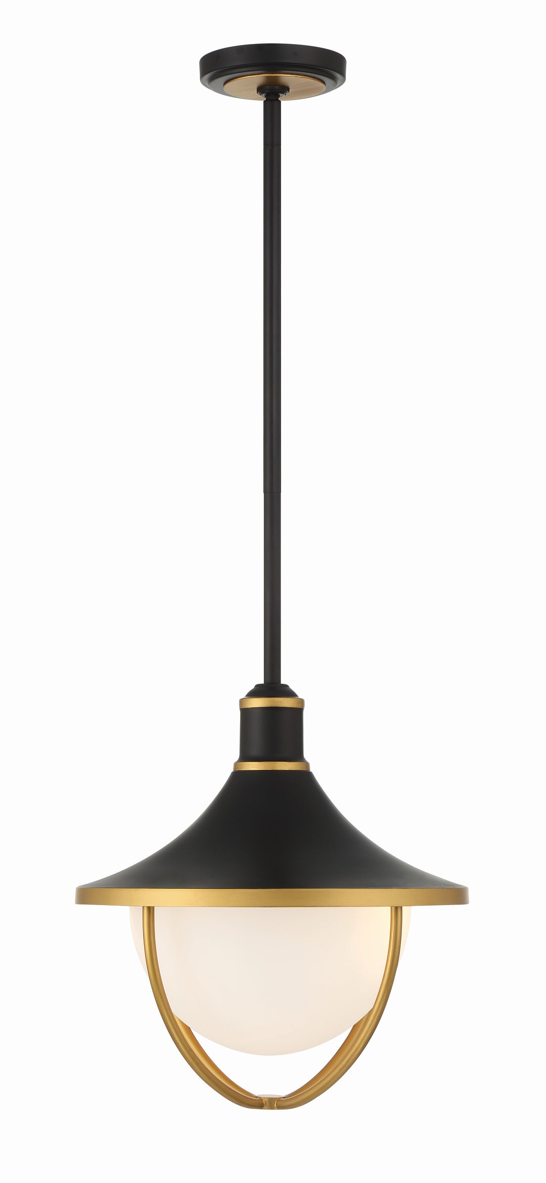 Crystorama Atlas 3 Light Matte Black + Textured Gold Outdoor Pendant