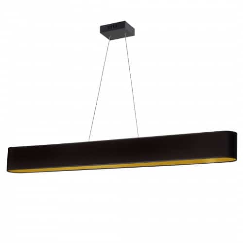 Dainolite 30W Horizontal Matte Black Pendant with Black/Gold Shade