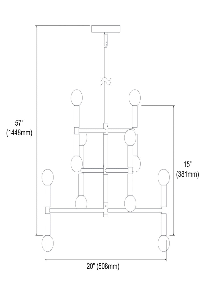 Dainolite 12 Light Incandescent Chandelier Matte Black Finish