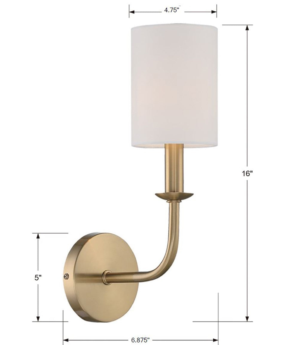 Crystorama Bailey 1 Light Aged Brass Sconce