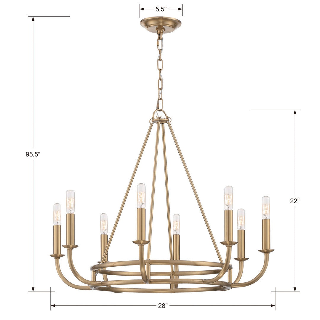 Crystorama Bailey 8 Light Aged Brass Chandelier