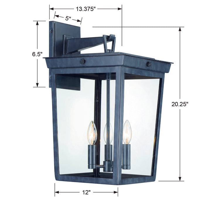 Crystorama Belmont 3 Light Graphite Outdoor Sconce