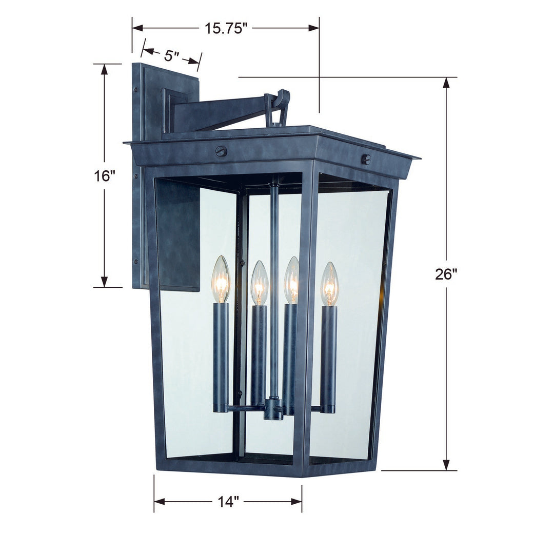 Crystorama Belmont 4 Light Graphite Outdoor Sconce