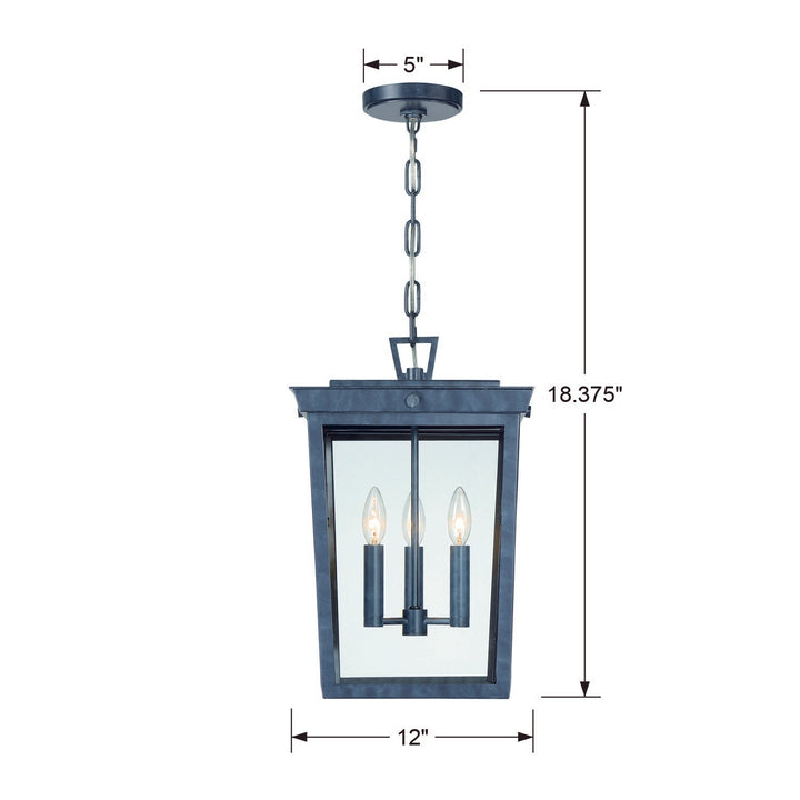 Crystorama Belmont 3 Light Graphite Outdoor Pendant