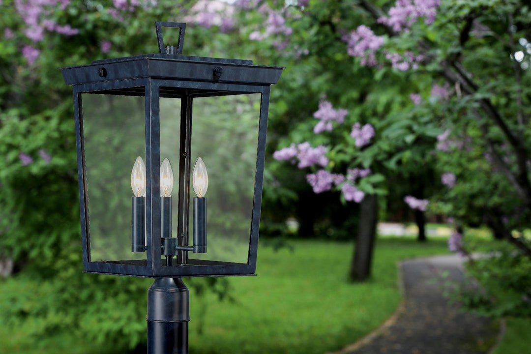 Crystorama Belmont 3 Light Graphite Outdoor Post