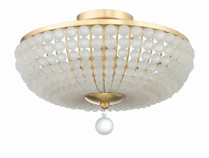 Crystorama Bella 3 Light Antique Gold Semi Flush Mount