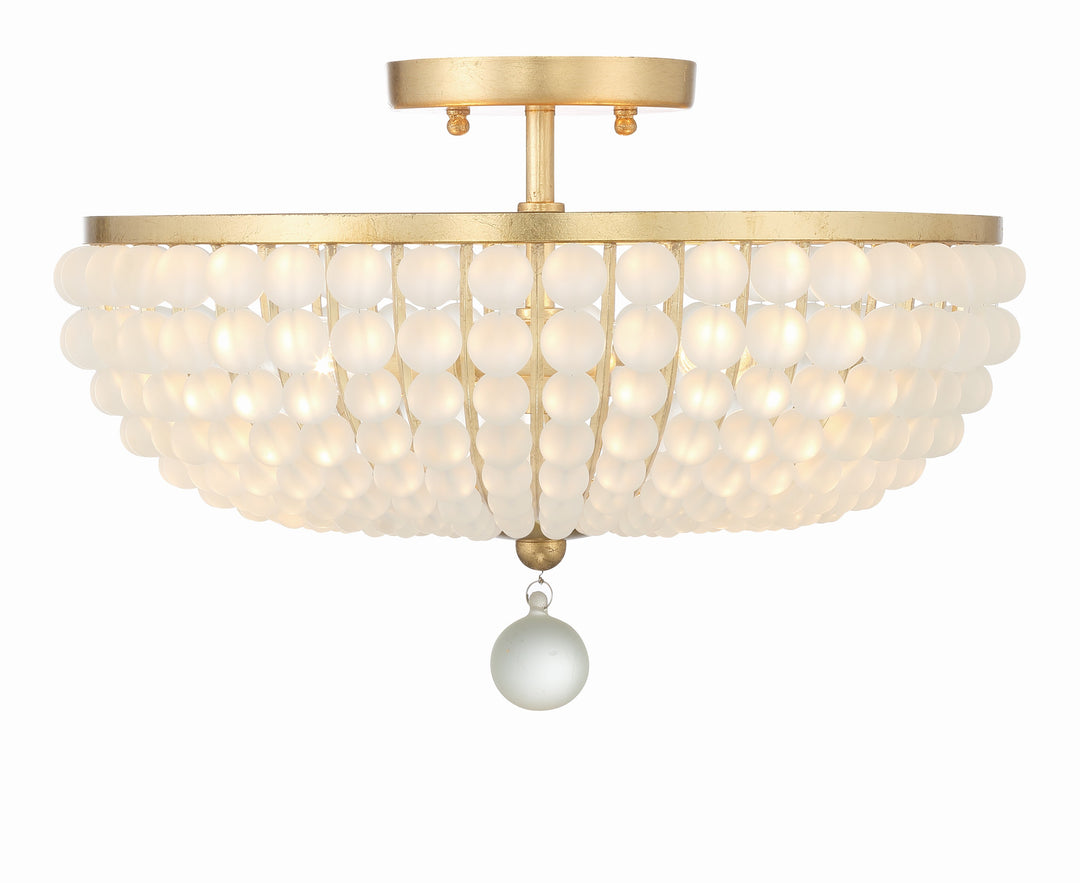 Crystorama Bella 3 Light Antique Gold Semi Flush Mount