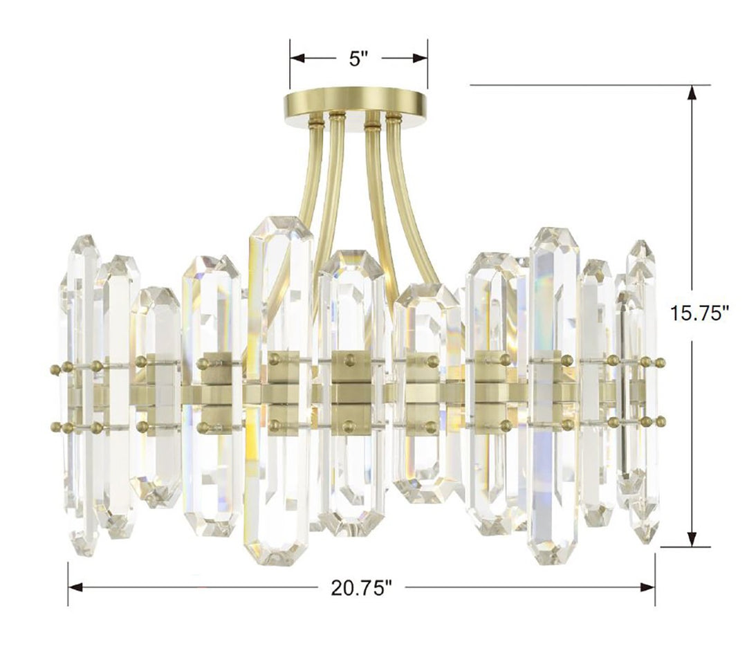 Crystorama Bolton 4 Light Aged Brass Semi Flush Mount