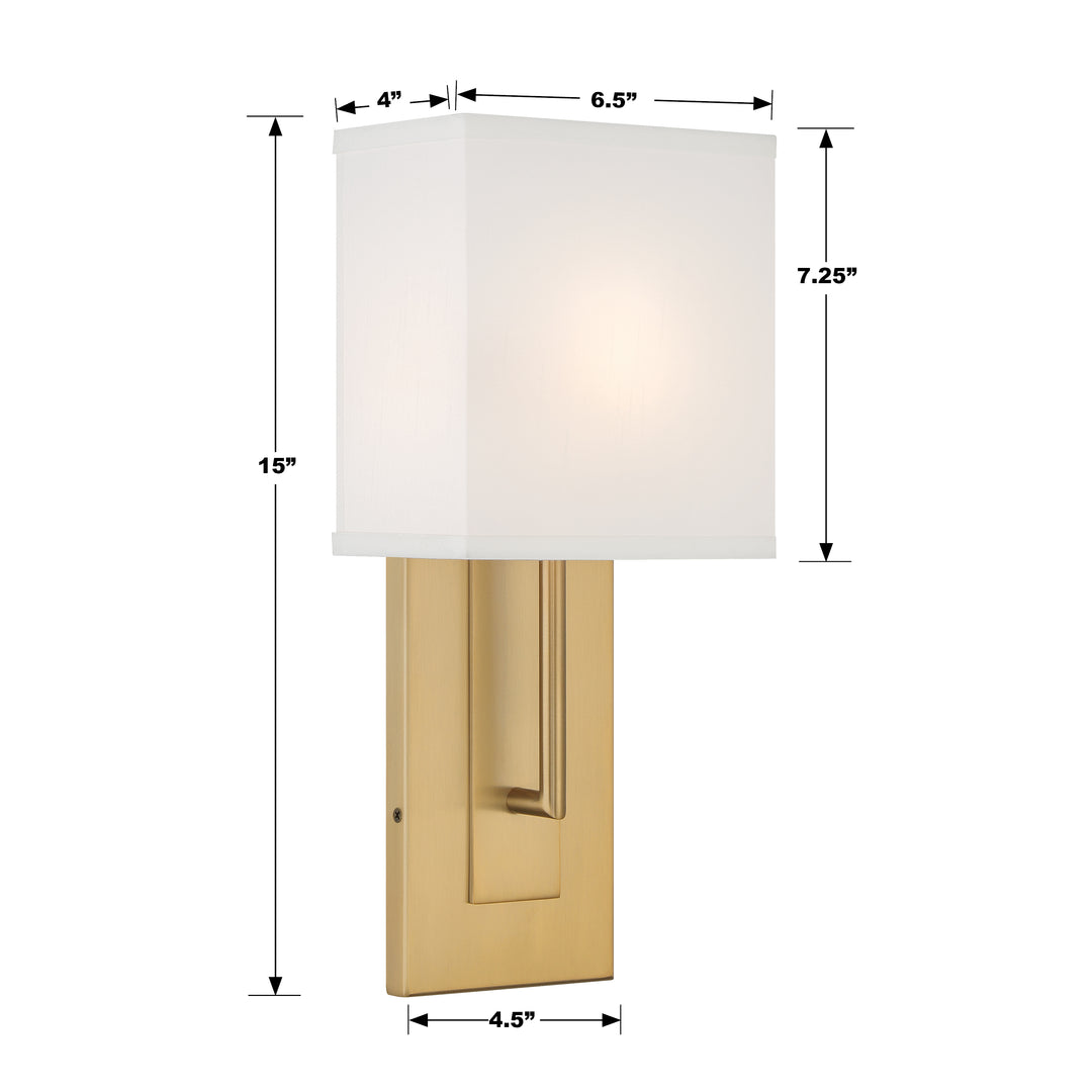 Crystorama Brent 1 Light Polished Nickel Sconce