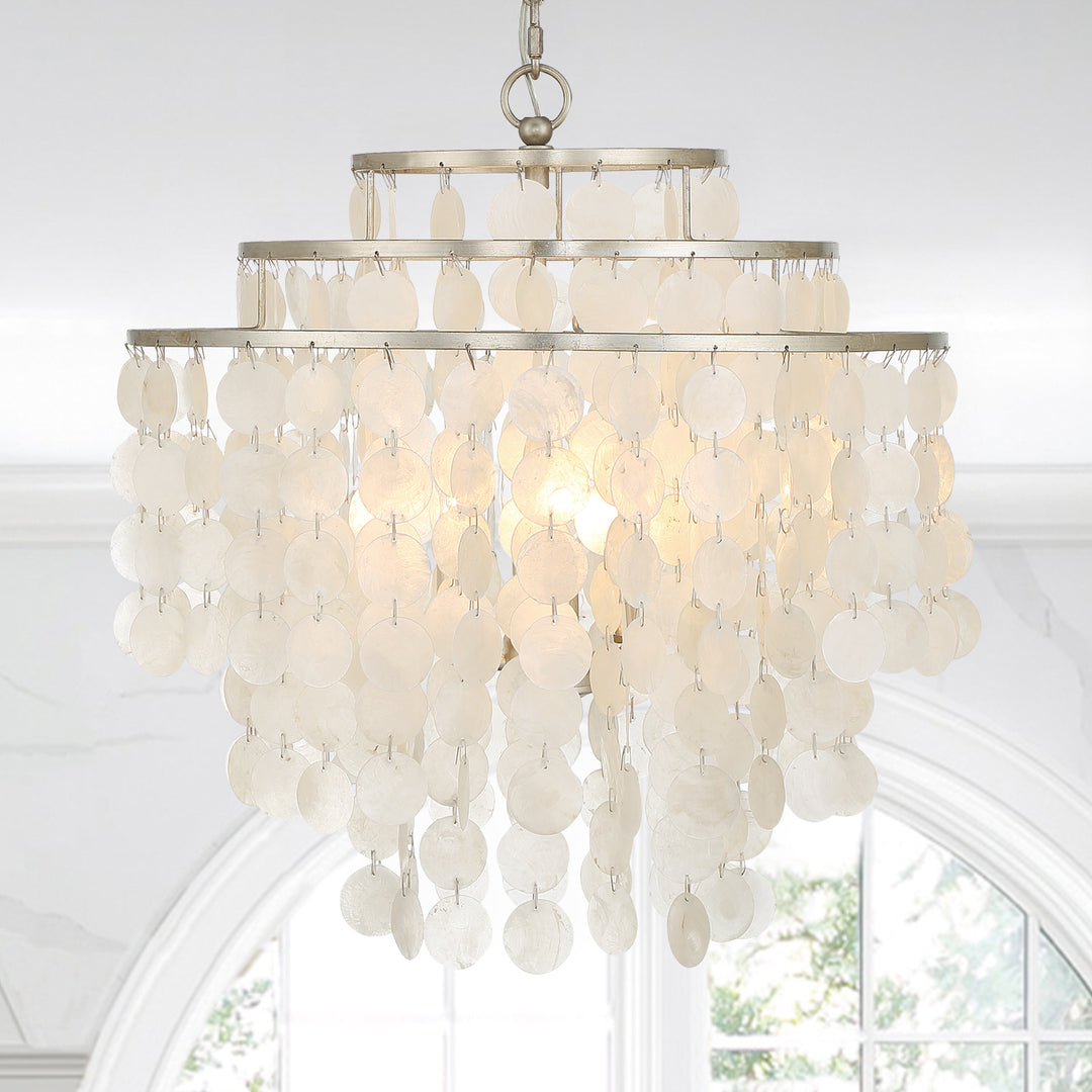 Crystorama Brielle 4 Light Antique Silver Chandelier