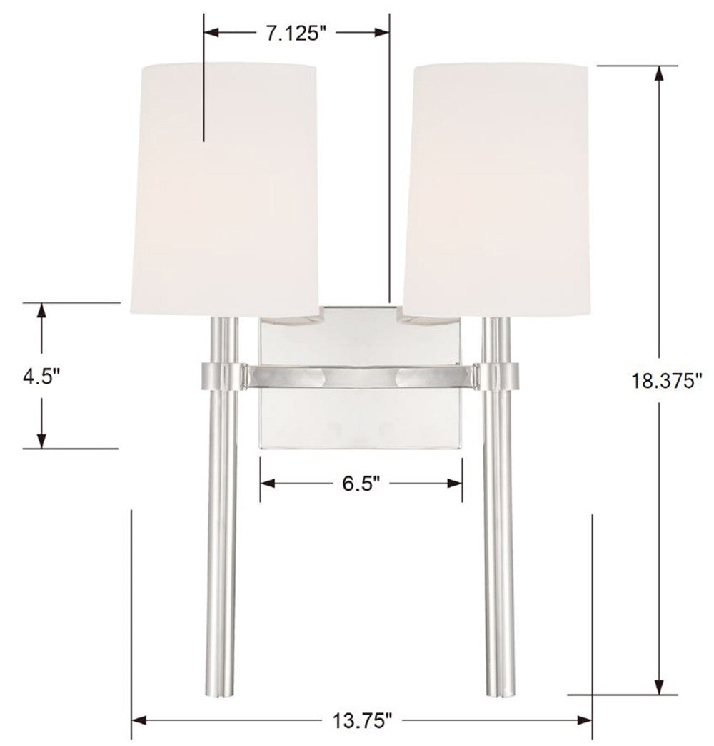 Crystorama Bromley 2 Light Black Forged Sconce