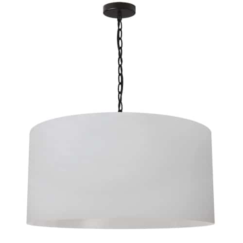 Dainolite 1 Light Large Braxton Black Pendant w/ White Shade