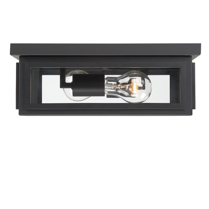 Crystorama Byron 2 Light Matte Black Outdoor Flush Mount