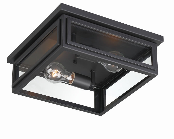 Crystorama Byron 2 Light Matte Black Outdoor Flush Mount