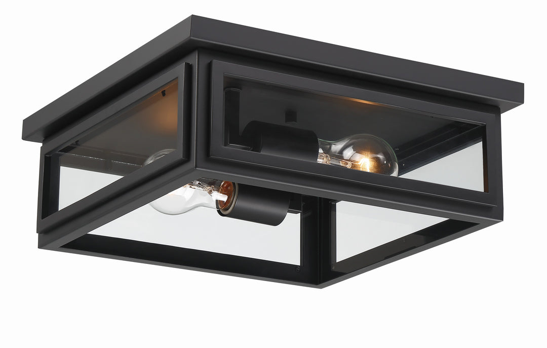 Crystorama Byron 2 Light Matte Black Outdoor Flush Mount