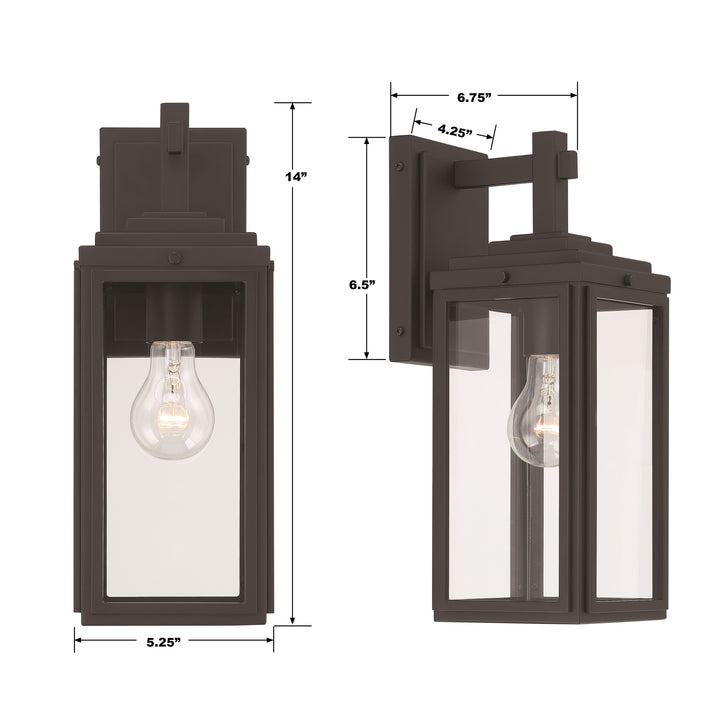 Crystorama Byron 1 Light Matte Black Outdoor Sconce